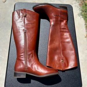 INC Women's Fawne Riding Boots in Cognac in Wide Calf